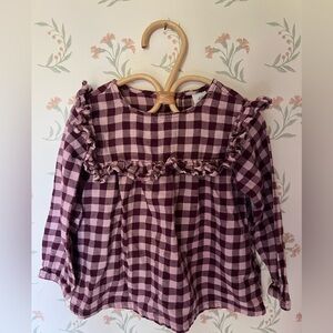 Pink Check Cotton Twill Blouse
